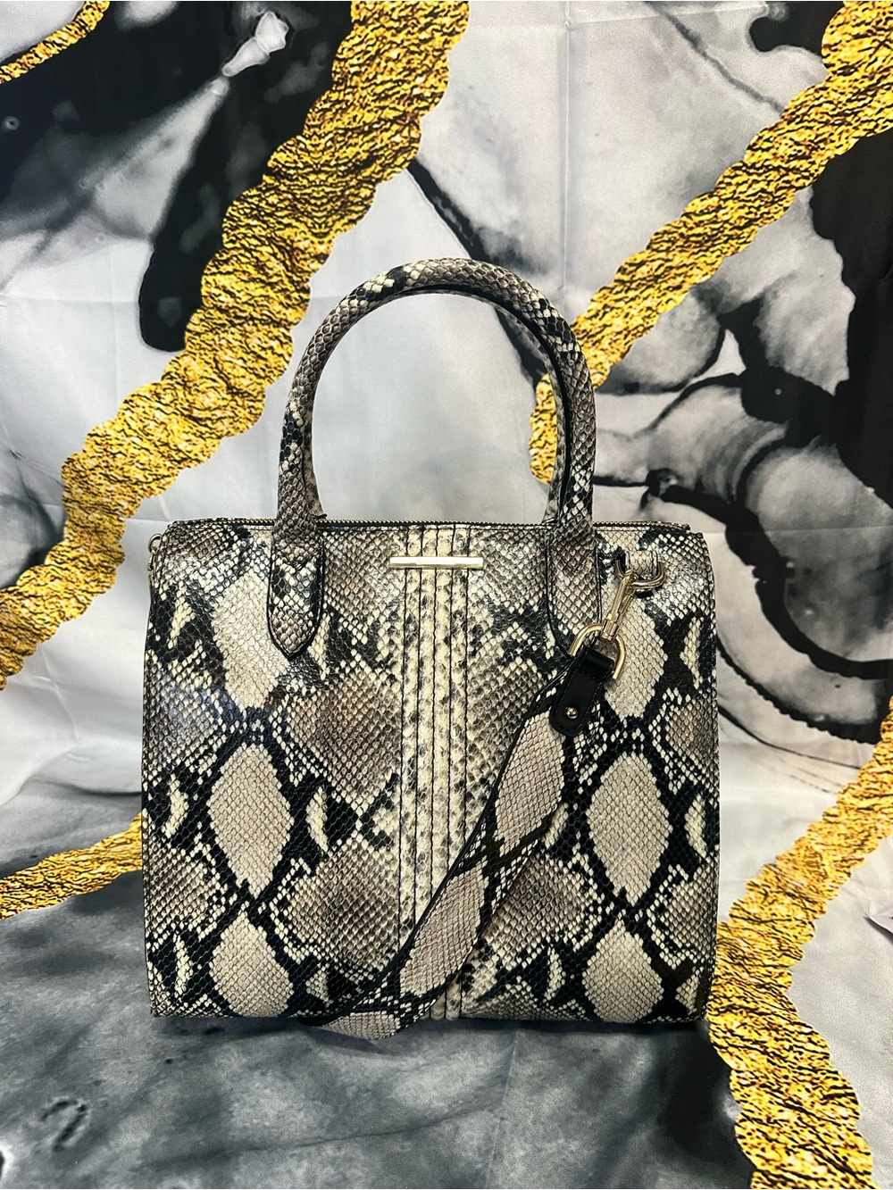 Brahmin Python-Texture Tote Bag with Removable Strap - Neutral